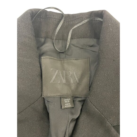 Zara Womens Blazer Jacket Small S Black Double Breast Linen Blend 2490/586 NWOT - Picture 5 of 13